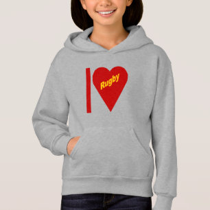 Steel hooded trim girls I LOVE RUGBY