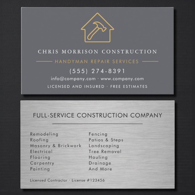 Steel Industrial Handyman Construction Business Card (Creator Uploaded)