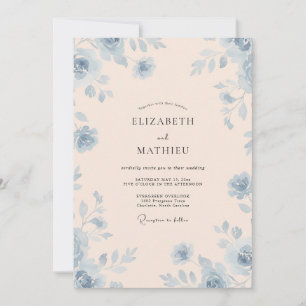 Steel Ivory Bloom Wedding Invitation