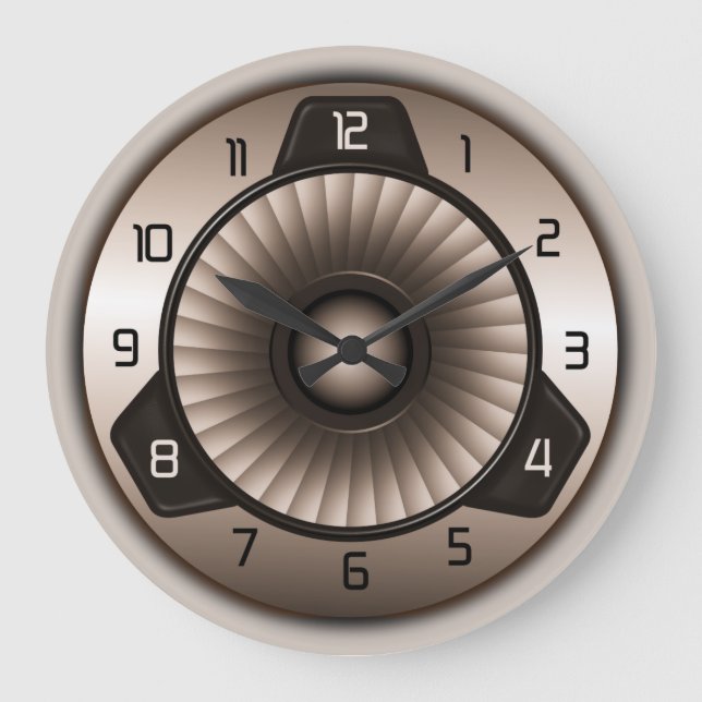 Steel Jet Engine Aviation Large Round Wall Clocks (Front)