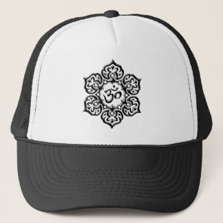 Steel Lotus Flower Om Design - black Trucker Hat
