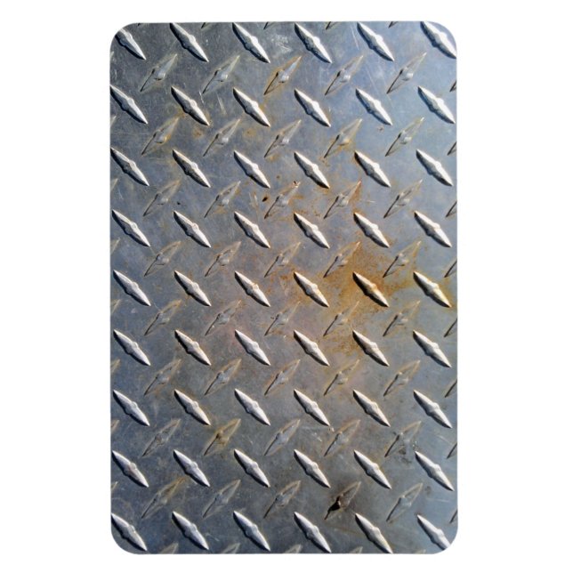 Steel metal diamond pattern grey and rusty magnet (Vertical)