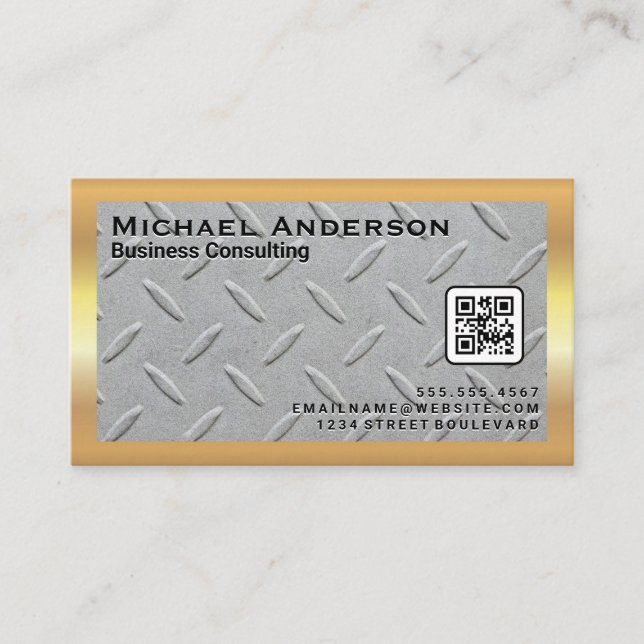 Steel Metal Plate | QR Code Business Card (Front)