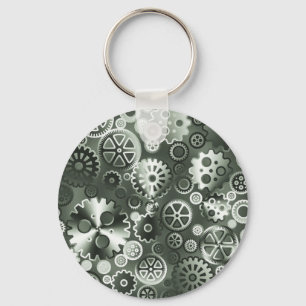 Steel metallic gears key ring