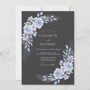 Steel Periwinkle Petal Wedding Invitation