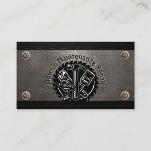Steel Plate Handyman Maintenance Business Card Pro