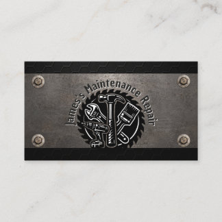 Steel Plate Handyman Maintenance Business Card Pro