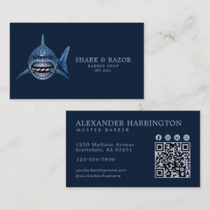 Steel Shark Professional Barber Shop Qr Code Business Card