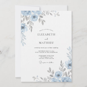 Steel Silver Petal Wedding Invitation