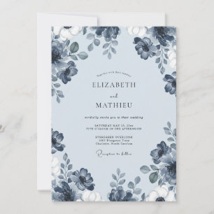 Steel Slate Petal Wedding Invitation