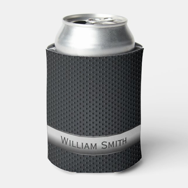 Steel striped dark metal can cooler (Can Front)