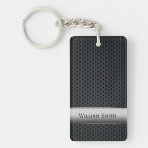 Steel striped dark metal key ring
