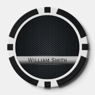 Steel striped dark metal poker chips