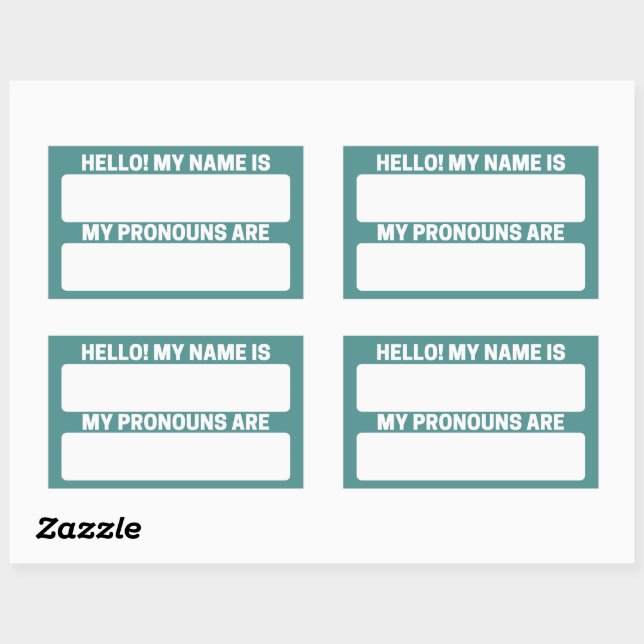 Steel Teal Name & Pronoun Labels (Sheet)