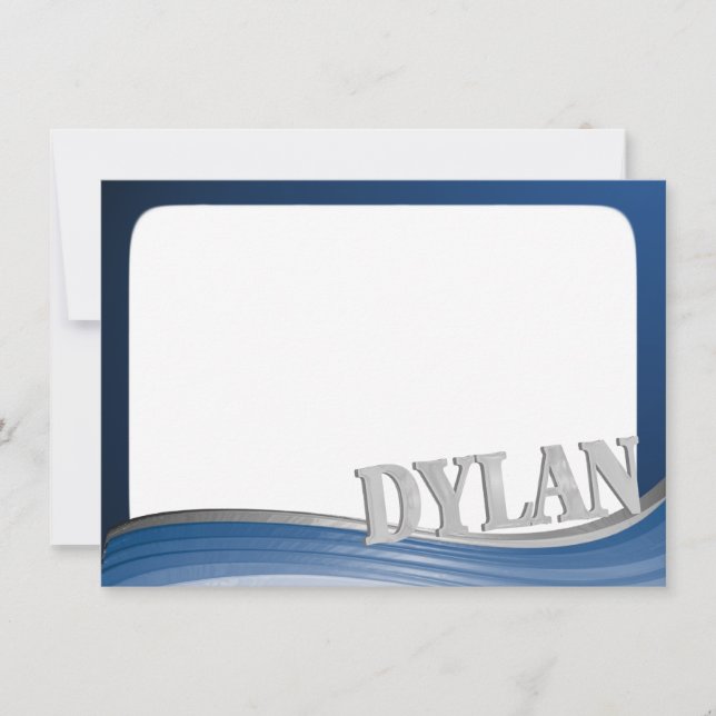 Steel Wave with Name Dylan Flat Note Note Card (Front)