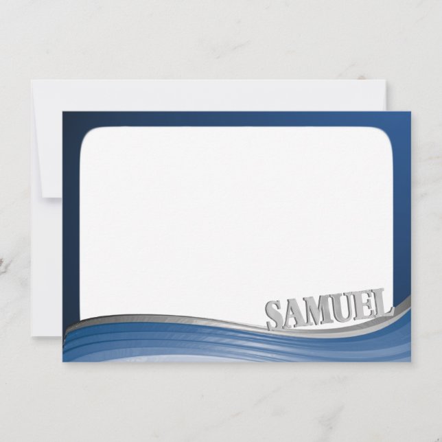 Steel Wave with Name Flat Note Card (Front)