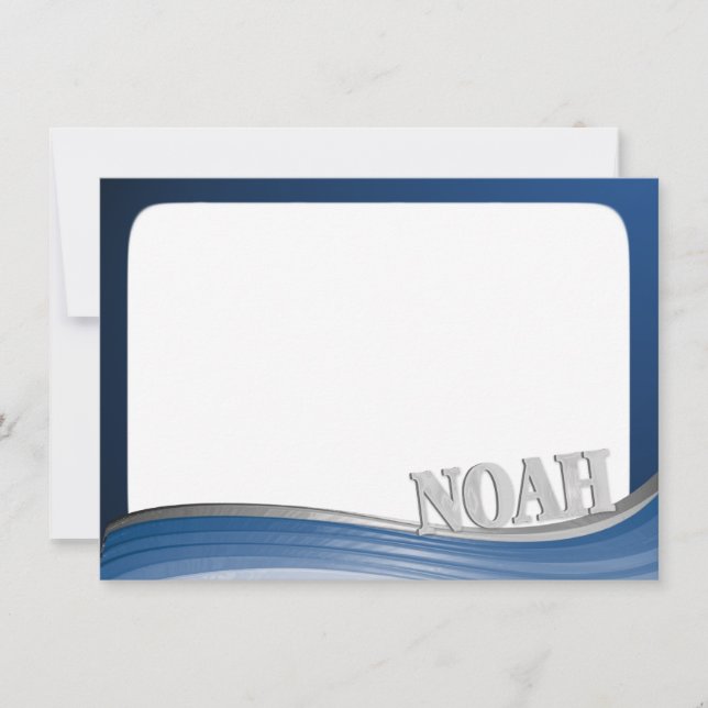 Steel Wave with Name Noah Flat Note Note Card (Front)