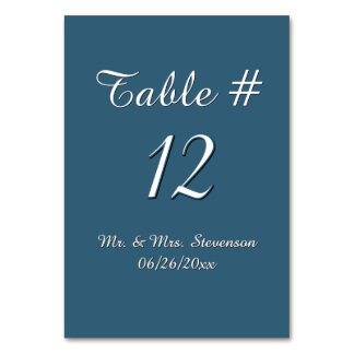 Steele Blue and White Name and Date Table Number