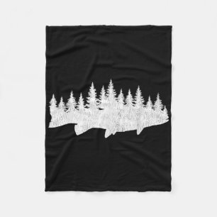 Steelhead Fishing - Forest Treeline Trout Fisherma Fleece Blanket