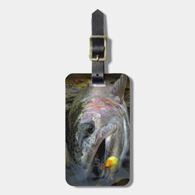 Steelhead Rainbow Trout Fly Fishing Luggage Tag (Front Vertical)