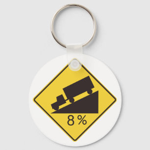 Steep Grade Traffic Sign Trucking Hauling Caution Key Ring