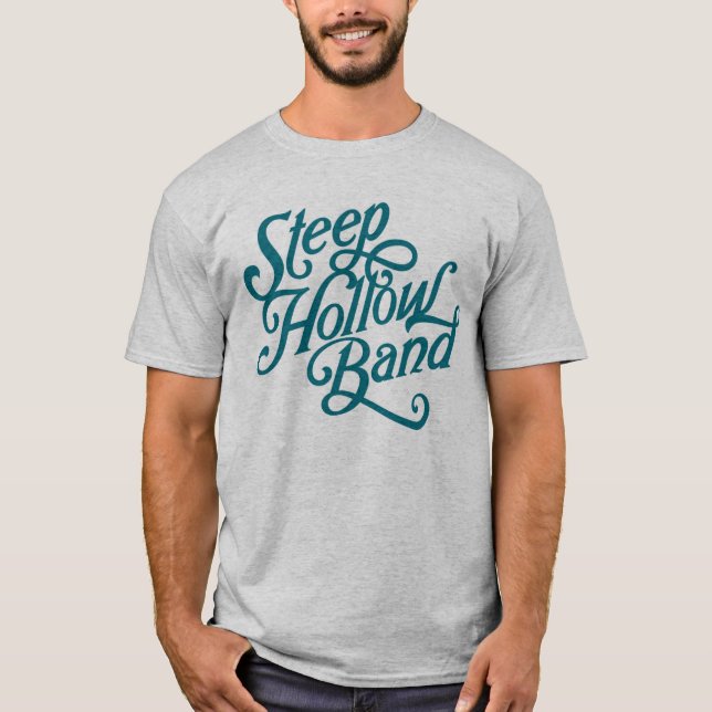 Steep Hollow Band - blue word logo shirt (Front)