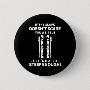 Steep slope daredevil skiing winter sports lover 6 cm round badge