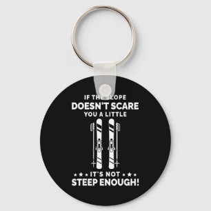 Steep slope daredevil skiing winter sports lover key ring