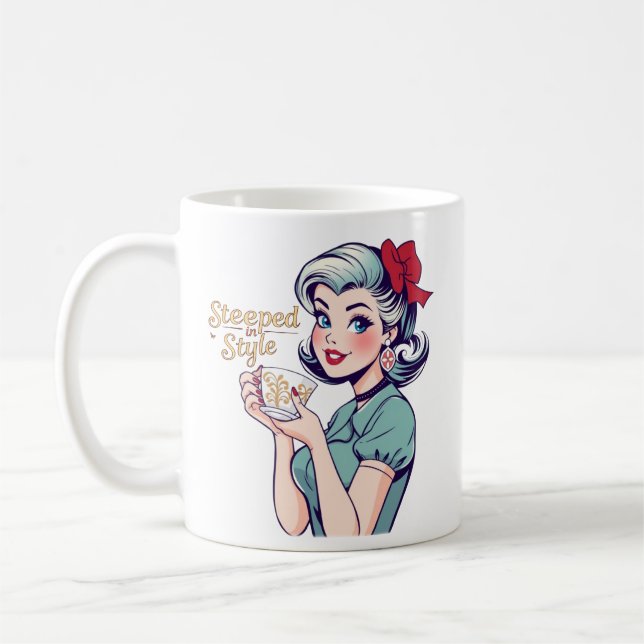 Steeped in Style Glamourous Retro Tea Drinkers Coffee Mug (Left)