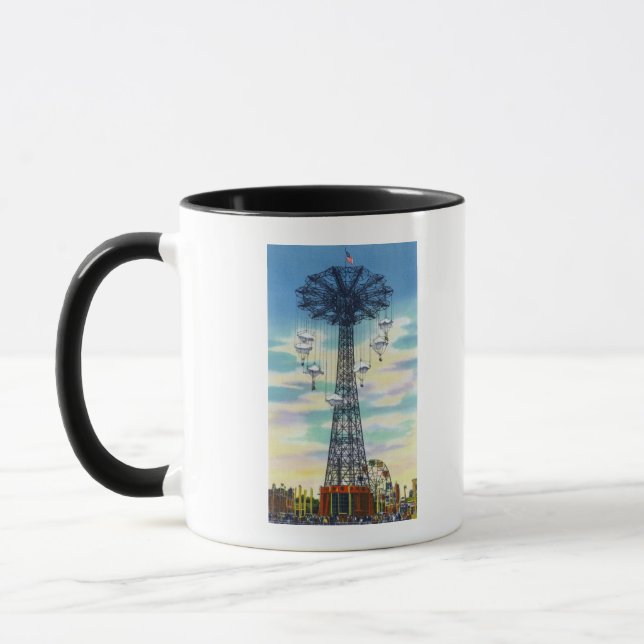 Steeplechase Park Parachute Jump Daytime Scene Mug (Left)