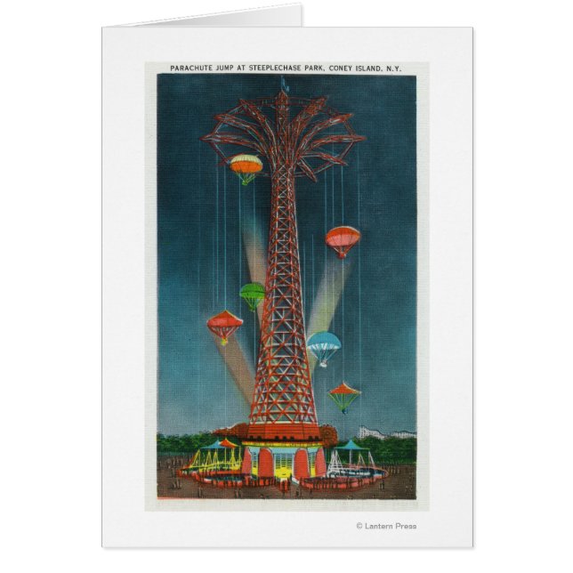 Steeplechase Park Parachute Jump View at Night (Front)