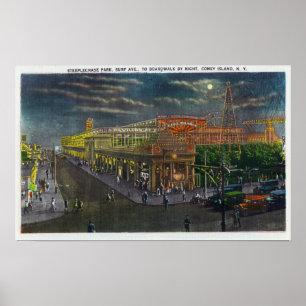 Steeplechase Park Surf Ave to Broadway at Poster
