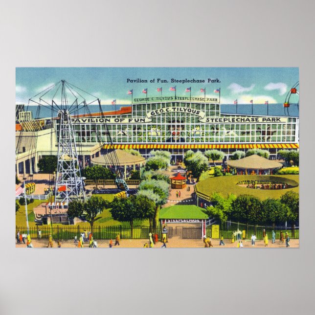 Steeplechase Park View of Pavilion of Fun Poster (Front)