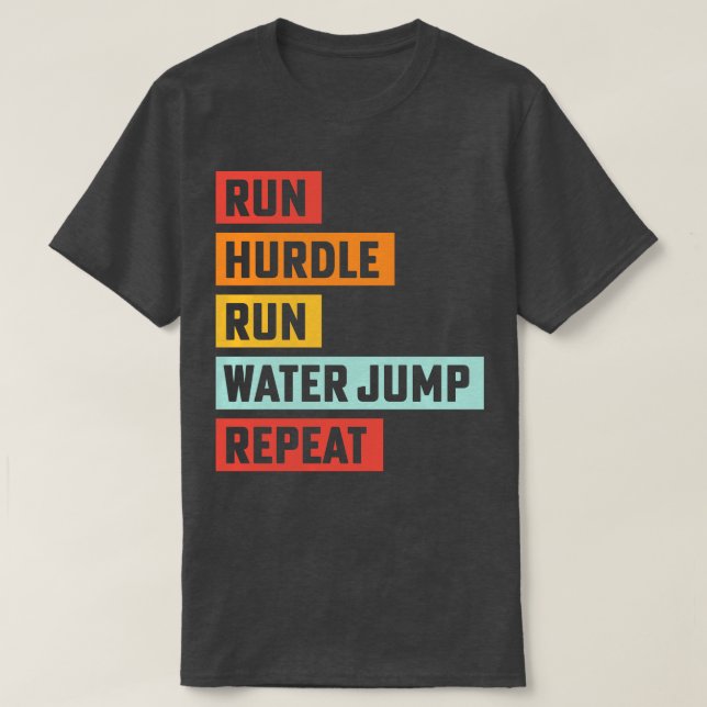 Steeplechase Track and Field Running Track Coach T-Shirt (Design Front)