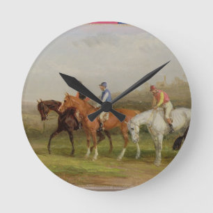 Steeplechasing: At the Start (oil on canvas) Round Clock