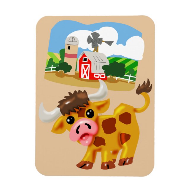 Steer in the Barnyard Magnet (Vertical)