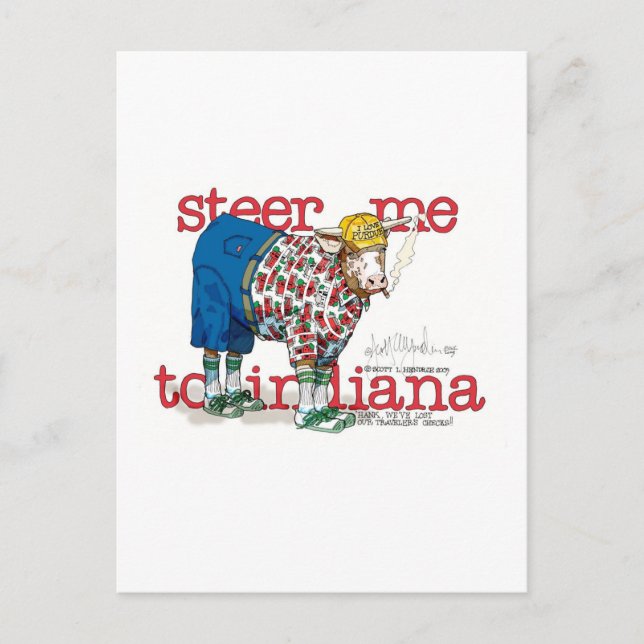 Steer me to Indiana Postcard (Front)