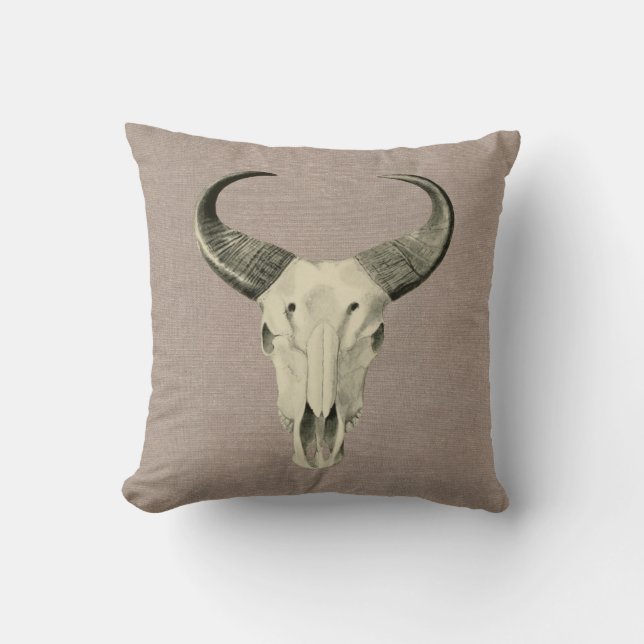 Steer Skull Pillow (Front)