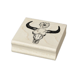 Steer Skull Rubber Stamp