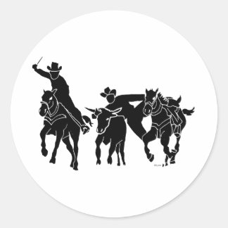 Steer Wrestling 1 Classic Round Sticker