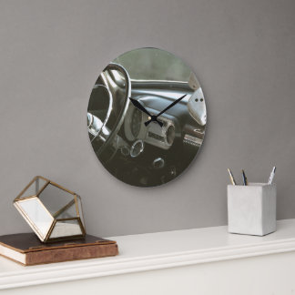 steering wheel and dice large clock
