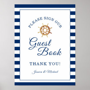 Steering Wheel Nautical Wedding Sign Guest Book