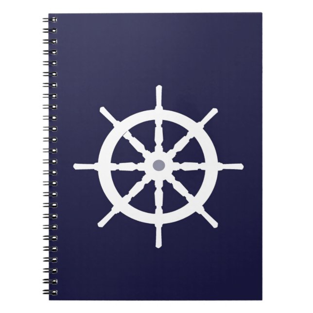 Steering wheel on navy blue background. notebook (Front)