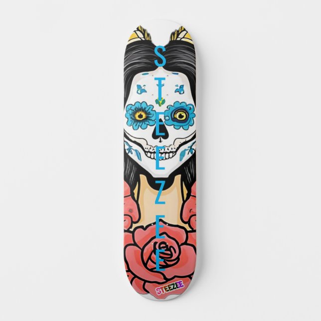 Steezee Custom Sugar Skull Face Paint Skateboard (Front)