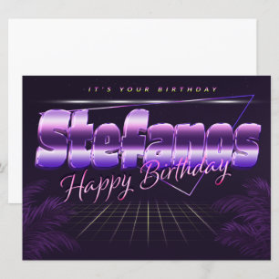 Stefanos Name Vorname lila retro Karte Geburtstag Card