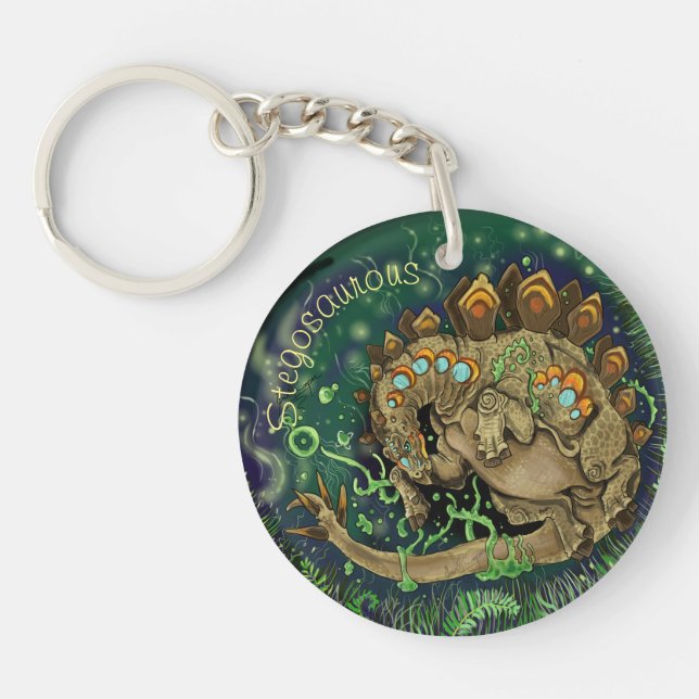 Stegosaurous Dinosaur Art Key Ring (Front)