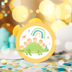 Stegosaurus Dinosaur Birthday Party Favours Classic Round Sticker