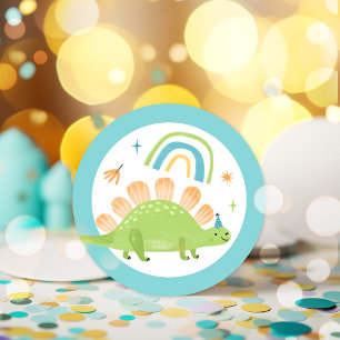 Stegosaurus Dinosaur Birthday Party Favours Classic Round Sticker
