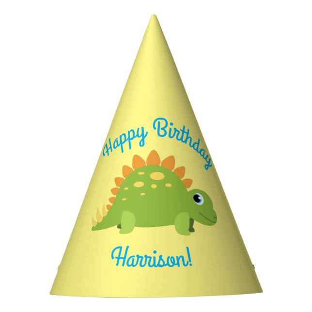 Stegosaurus Dinosaur Birthday Party Hat (Front)