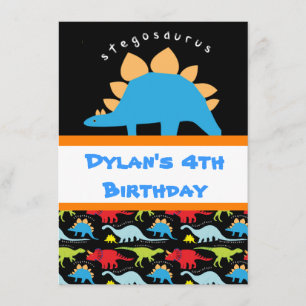 Stegosaurus Dinosaur Birthday Party Invitations